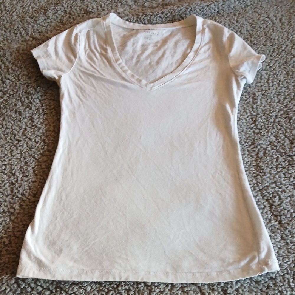 Classic White V-Neck Women's Top